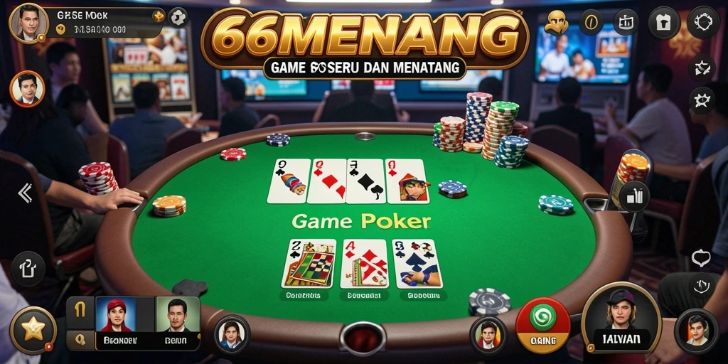 Tangkapan layar gameplay Poker di 66MENANG yang penuh aksi.