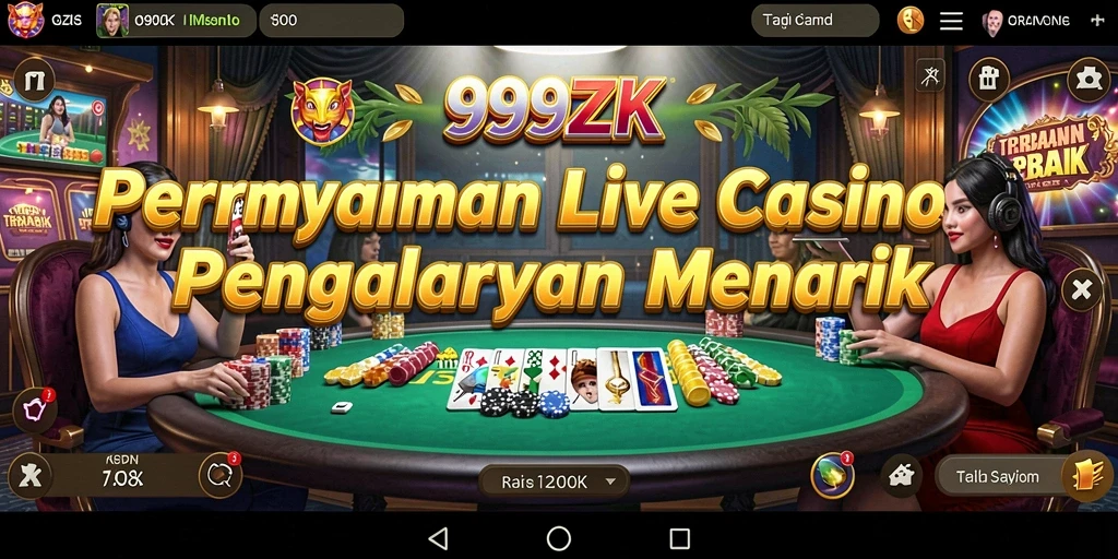 Tampilan gameplay Live Casino di aplikasi 999ZK yang menarik.