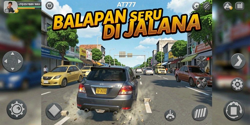 Tampilan gameplay seru balapan di AT777 dengan mobil racing.