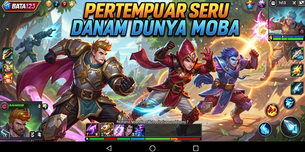 Gameplay seru BATA123 dalam aksi pertempuran MOBA.