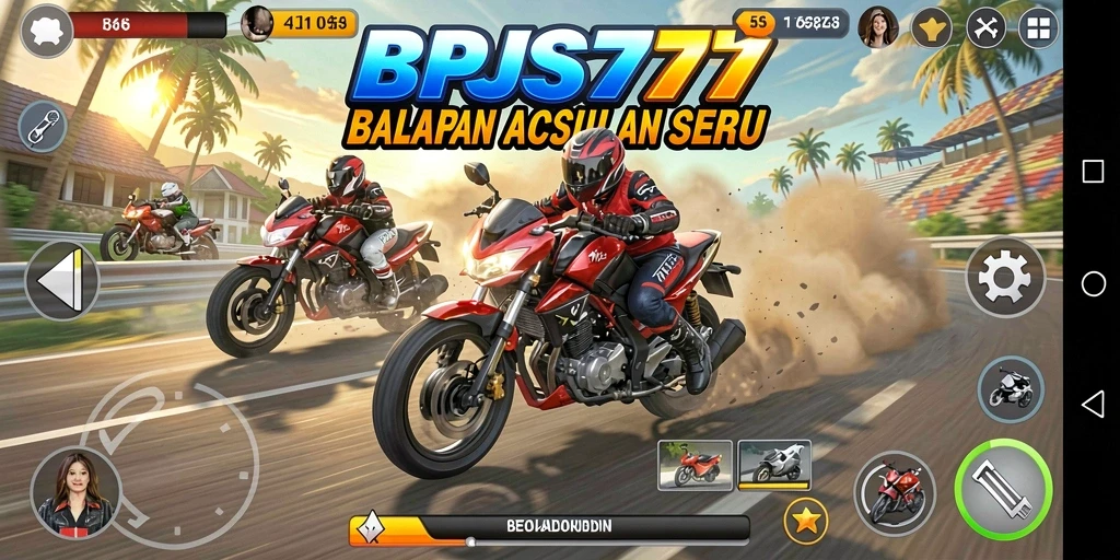 Gameplay seru dan mendebarkan dari BPJS777 saat balapan motor.