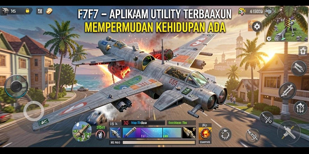 Tampilan antarmuka utama F7F7 yang menunjukkan fitur-fitur aplikasi Utility.