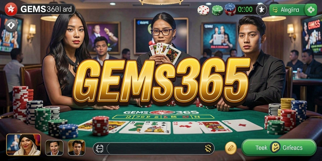 Tampilan gameplay Poker yang seru dan mendebarkan di GEMS365.