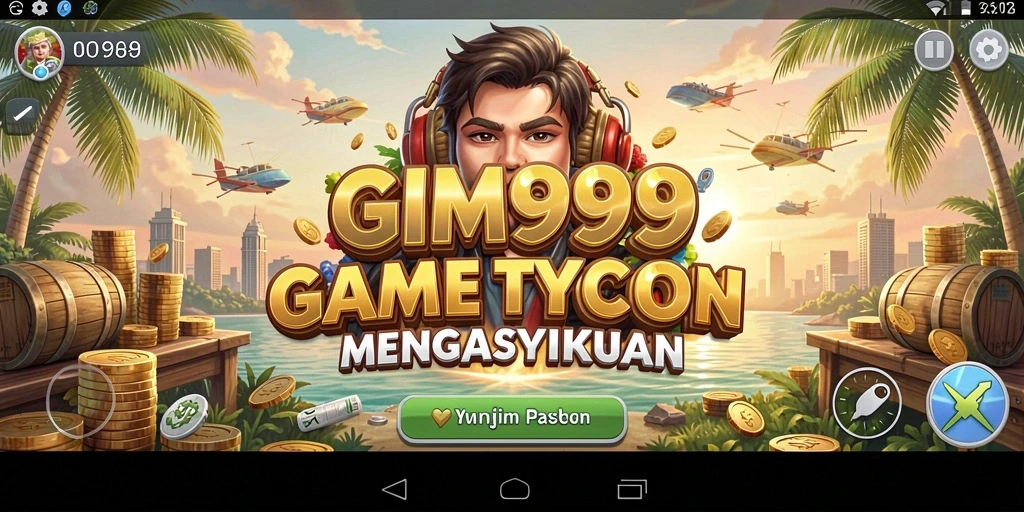 Tampilan gameplay GIM999 yang menarik dengan manajemen bisnis.
