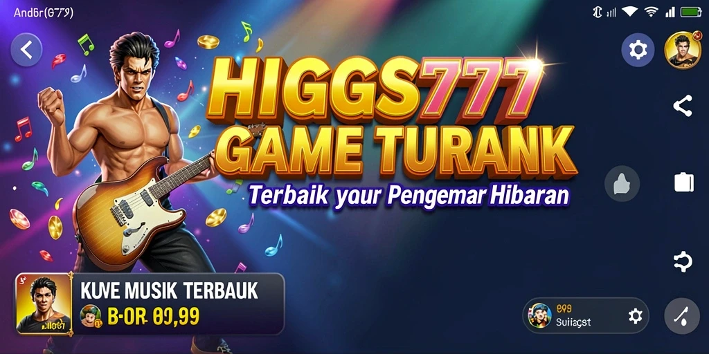 Tangkapan layar HIGGS777 menampilkan gameplay seru dengan musik yang mengalun.