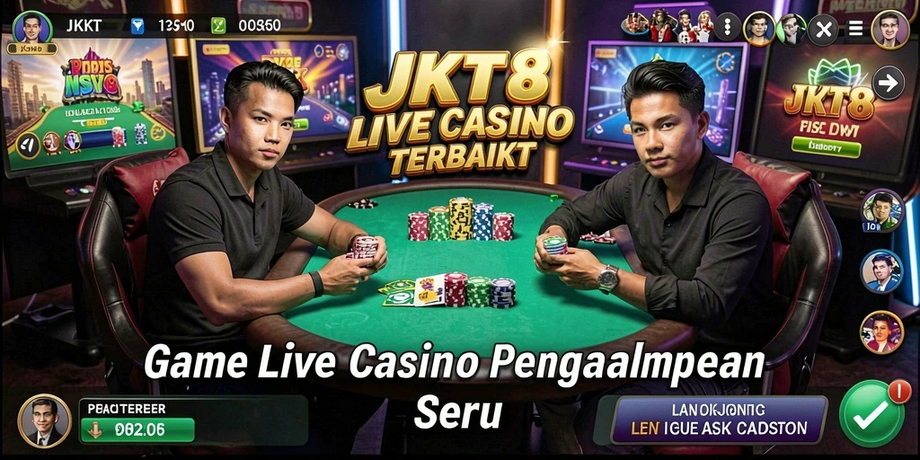 Tampilan gameplay Live Casino JKT8 dengan dealer langsung dan interaksi waktu nyata.