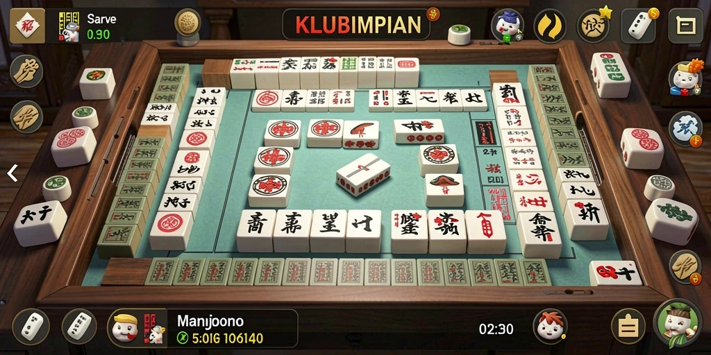Screenshot gameplay KLUBIMPIAN menampilkan aksi seru permainan Mahjong.