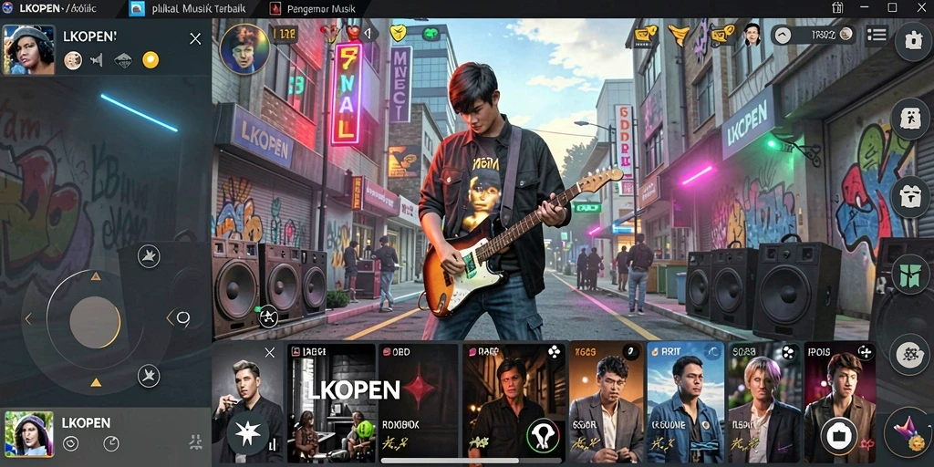 Tampilan layar gameplay LKOPEN saat pengguna menikmati lagu.