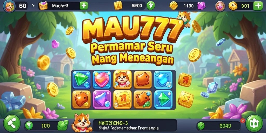 Tampilan gameplay Match-3 yang menarik dan penuh warna di MAU777.