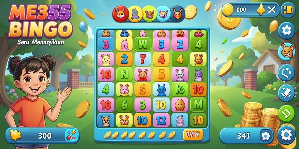 Screenshot ME355 menampilkan serunya bermain Bingo dengan pemain lain.