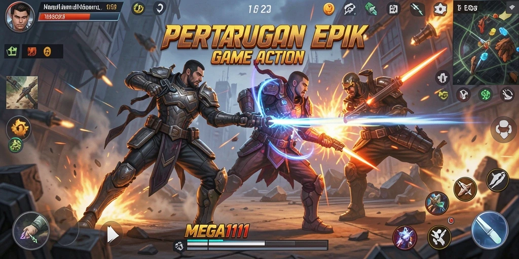 Tampilan gameplay seru dari MEGA111 yang penuh aksi.