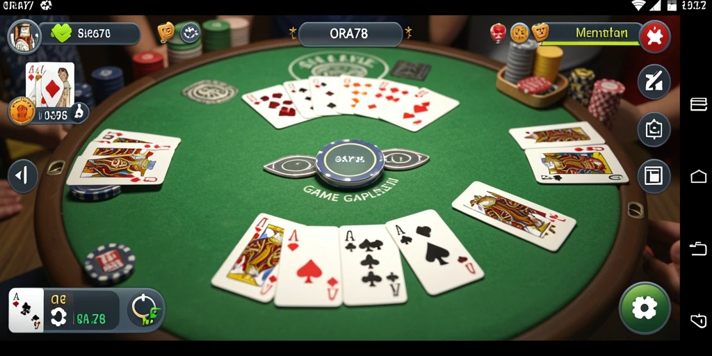 Screenshot gameplay ORA78 menunjukkan suasana seru saat bermain Gaple.