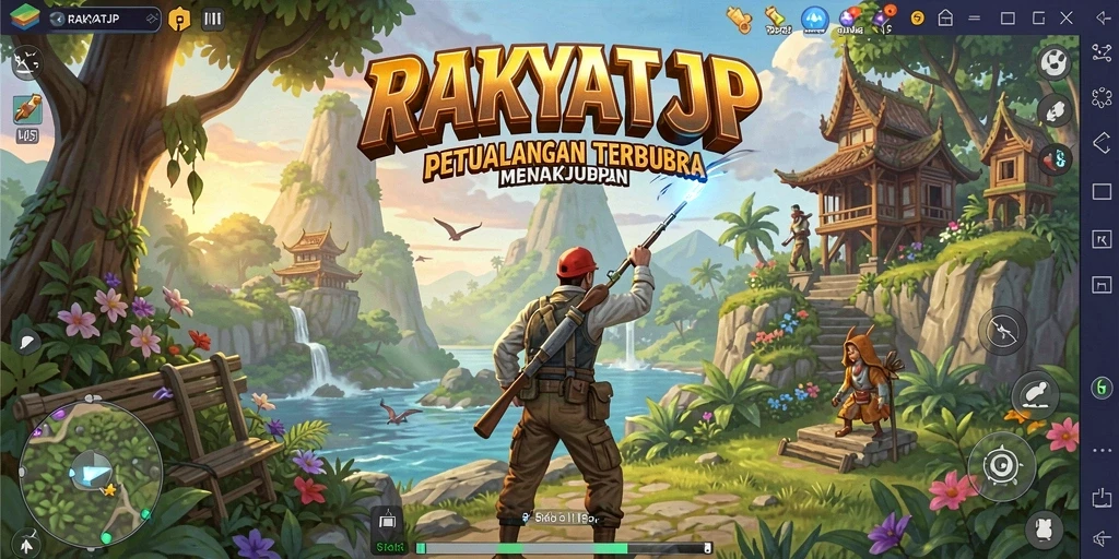 Tampilan gameplay RAKYATJP yang menonjolkan petualangan Open World.