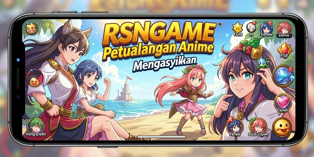 Screenshot RSNGAME menampilkan karakter anime yang beraksi dalam pertempuran seru.