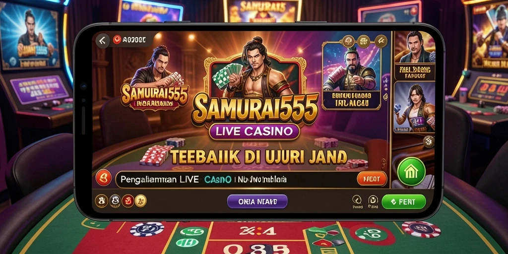 Screenshot gameplay SAMURAI555 menampilkan dealer nyata dalam permainan Live Casino.